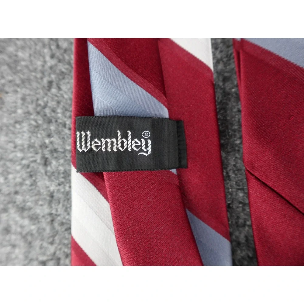 Wembley Red Gray White Striped Silk‎ Blend Necktie
